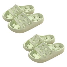 女用Block Mart青蛙排水浴室拖鞋, 綠色, 2個