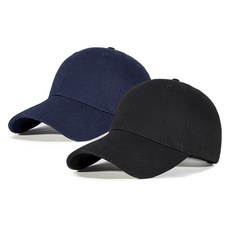 Socks Panda 素色大頭棒球帽 運動帽套組, 海軍藍+黑色, 2個