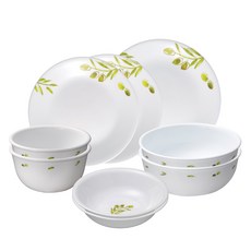 코렐 올리브 가든 원형 2인 한식기 세트, 1세트, 식기 9p, 혼합색상