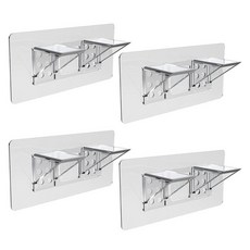 Winprice 黏貼式層板固定掛鉤 雙排加長型, 透明, 4個