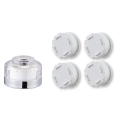 PURESOO 洗臉臺用過濾頭 + 補充濾芯 4入組, 鉻, 1套