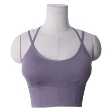 時尚黑 皺褶羅紋 X型 基本款 運動內衣 cpbw105k45, 紫色