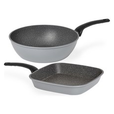 퀸센스 데일리 후라이팬 세트 2개, 혼합색상, 사각팬 27cm + 궁중팬 28cm, 1세트