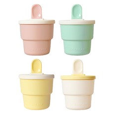 迷你冰淇淋模具 100ml 4件組, 粉紅色 + 薄荷綠 + 黃色 + 白色, 1套