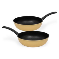 인터쿡 다이아몬드 프라이팬 세트 2개, 연노란색, 궁중팬 28cm(2P), 1세트