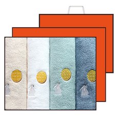 Songwol 松月 月兔刺繡毛巾 130g 30支棉紗 4件組 + 購物袋, 隨機出貨, 1套