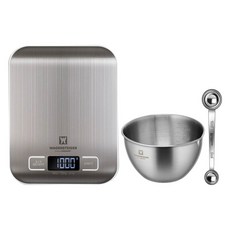 WAGENSTEIGER 計量用品 222磅秤 + 雙面量匙 + 攪拌盆 960ml 套組, 單一顏色, 1kg, 單一商品