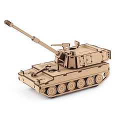 YoungModeler 英工房 DIY木製模型組裝套件 K9自走砲回力車, 1個