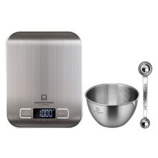 WAGENSTEIGER 計量用品 222磅秤 + 雙面量匙 + 攪拌碗 530ml 套組, 單一顏色, 1kg, 單一商品