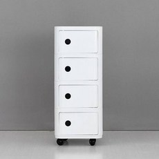 마켓비 빙그리 이동식 수납장 4단 A형, 화이트