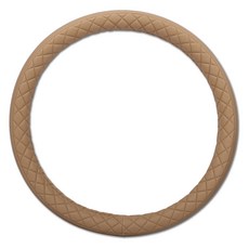 루젠 플레인 엠보 가죽 차량용 원형 핸들커버, 새들 브라운