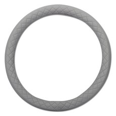 루젠 플레인 엠보 가죽 차량용 원형 핸들커버, 미스티그레이
