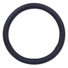 ruzen 素面壓紋皮革車用圓形方向盤套, 海軍藍