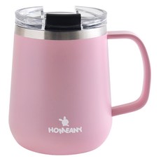 HOMEANY 馬卡龍不鏽鋼馬克杯 330ml, 粉紅色, 1個
