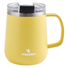 HOMEANY 馬卡龍不鏽鋼馬克杯 330ml, 黃色, 1個