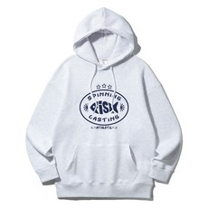 앨빈클로 남녀공용 피쉬 엠블럼 오버핏 후드티 AVH534