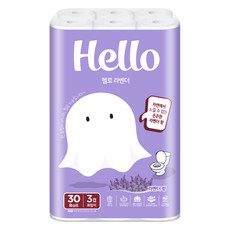Hello Tissue 薰衣草天然紙漿3層高級捲筒衛生紙, 30m, 1個, 30入