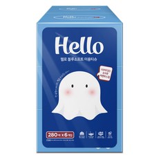 Hello Tissue Blue Soft 天然紙漿面紙 2層, 280枚入, 6個