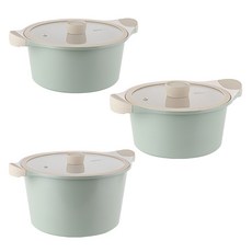 inochi Oslo 電磁爐陶瓷海洋鍋具3件組, 1套, 綠色, 雙耳鍋 20cm + 24cm + 湯鍋 28cm