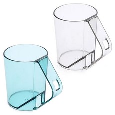 MONACO OLIVE 透明漱口杯 2件組, 透明 + 天藍色, 1套