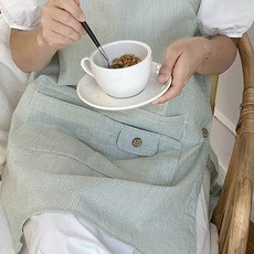 HANSGALLERY 夏季泡泡紗圍裙 均碼, 綠色, 1個