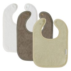 BUNNIE BLOSSOM 毛巾布大圓圍兜組, 乳白色+焦糖色+起司色, 3條, 1組