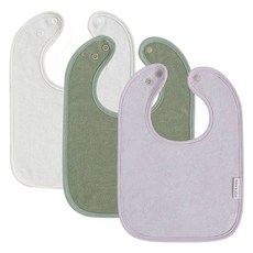 BUNNIE BLOSSOM 毛巾布大圓圍兜組, 乳白色+淺綠色+淺紫色, 3條, 1組