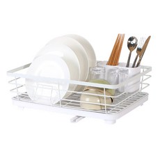 自動排水碗盤瀝水架, 1層, 白色
