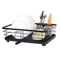 Geumkkaebi 自動排水碗盤瀝水架, 1層, 黑色