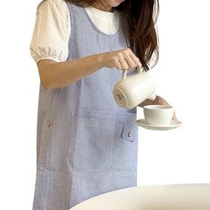 HANSGALLERY 泡泡紗幼教老師圍裙 XL, 藍色, 1個