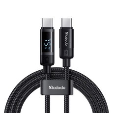 Mcdodo 麥多多 iPhone iPad專用電量顯示螢幕 Type-C to Type-C PD高速充電線, 1個, 1.2m, 黑色