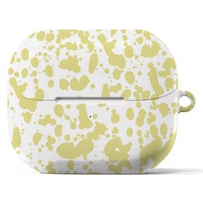 누아트 갤럭시 버즈3 버즈3프로 마블 잉크 디자인 하드케이스, 소프트옐로우