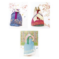 From&To 五色韓服傳統卡片 3款組合 FT225-456, 混合顏色, 1個