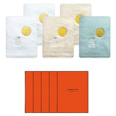 Songwol 松月 月兔洗臉巾 130g + 收納盒組合, 5套, 隨機出貨(毛巾)