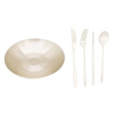 INHYUN Gongbang 銅器餐具4件組 + 沙拉盤 + 收納盒套組, 1套, 單一顏色, 6件組