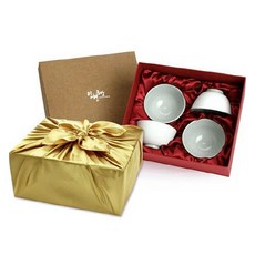 INHYUN Gongbang 灰青瓷陶瓷杯4入禮盒組, 1套, 陶瓷杯4入 + 收納盒 + 禮品包裝