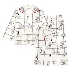 mollimelli friends 迪士尼 兒童 101忠狗與瑪麗貓 簡約格紋睡衣 上下套組