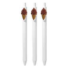 큐티파츠 젤펜 소프트 콘 아이스크림 0.5mm, 초코, 3개