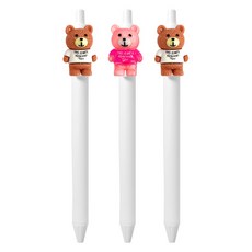 큐티 파츠 베어 젤펜 0.5mm, 랜덤발송, 3개