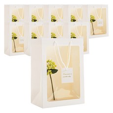 S&Q 簡約花禮包裝袋 中, 白色, 10個