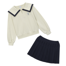 applepink 女童水手領大學T + 百褶裙套裝 APS8S504