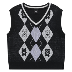 JCB 女童款小熊菱格紋針織背心 JBK7S545