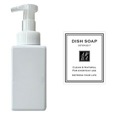 아루아 욕실 주방 사각 디스펜서 거품펌프 450ml + 주방세제 스티커 세트, 1세트, 화이트