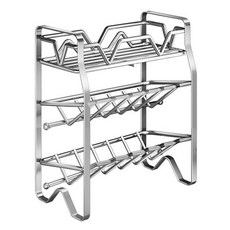 甜蜜商店 廚房整理不鏽鋼餐具瀝水架 3層, 銀