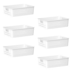 Block Mart 廚房塑膠長方形籃, 6個, 白色
