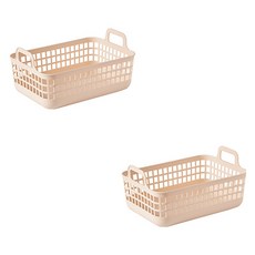 블럭마트 주방 데스크탑 수납 바구니 TYPE2, 크림, 2개