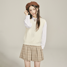 applepink 女童格紋領帶襯衫 APK1S562