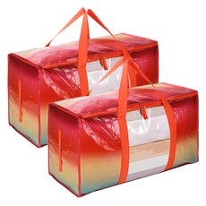 하늬통상 대형 장바구니 타포린백, 투명창 오렌지 그라데이션, 2개