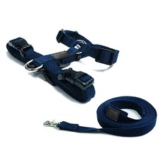 ATTI FRIEND 狗狗防前衝H型胸背帶 + 織帶牽繩套組, 海軍藍, 1套