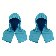 多情多感 涼感防曬連帽運動毛巾, 天藍色, 2個